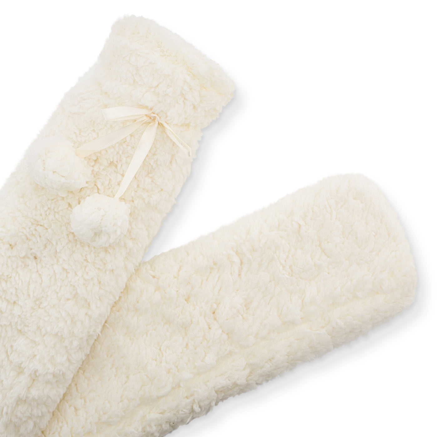 Long Hot Water Bottle with Sherpa Cover - White