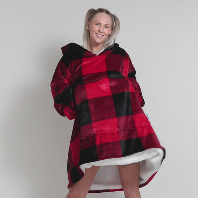 Hoodie Blanket - Red & Black Check