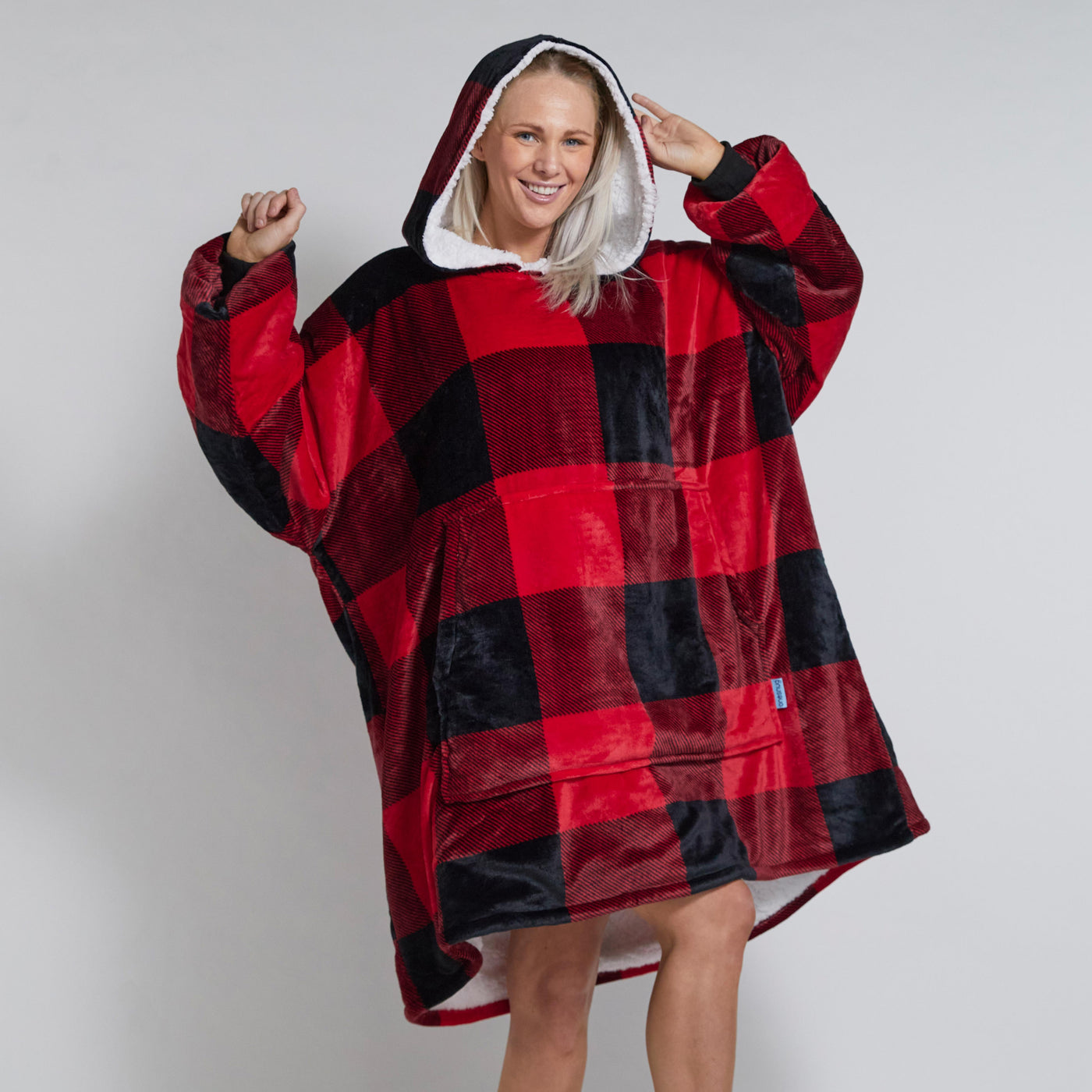 Hoodie Blanket - Red & Black Check