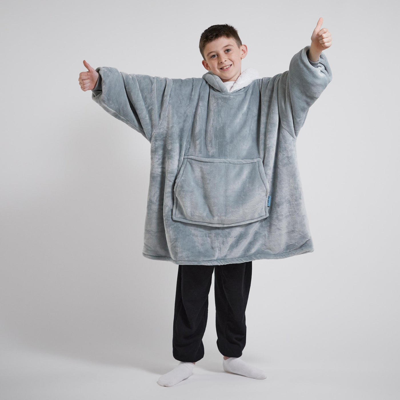 Kids Hoodie Blanket - Light Grey