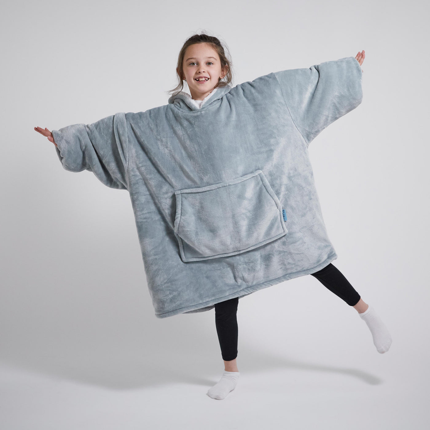 Kids Hoodie Blanket - Light Grey